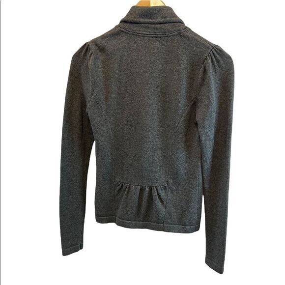 TWIK Grey Heavy Knit Button Up Bow Collar Shirt Blazer S - Picture 2 of 9